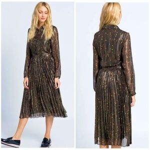 Scotch and Soda Star Metallic multicolor lamè Pleated Midi Dress size XS